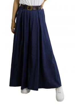 Pantagonna in denim leggero con cintura